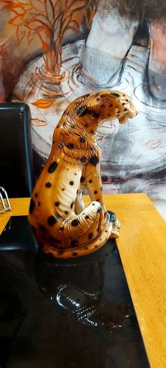 Vintage Ceramic 70's Leopard  Statue Ornament