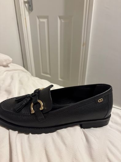 Dune London Black Leather Loafers - Size UK 5
