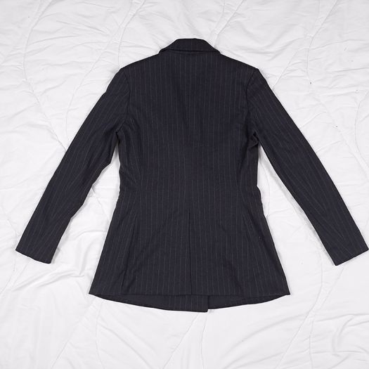 H&M Black Pinstripe Double Breasted Tailored Blazer Jacket 10UK/38EU