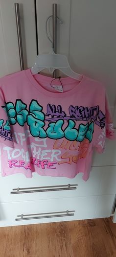 Girls Top Graffiti T-shirt 13-14yrs From Zara-new!