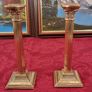 Pair Antique And Shiny Solid Brass Art Deco Ornate Corinthian Column Candlestick Holder Image 4