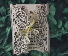 Communion card, wooden openwork for First Holy Communion, Baptism or Wedding, woodenengraved Card