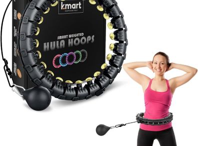 Smart Hula Ring Hoops, Weighted Hula Circle 24 Detachable Fitness Ring with 360 Degree Auto-Spinning Ball Gymnastics, Massage, Adult Fitness for Weight Loss