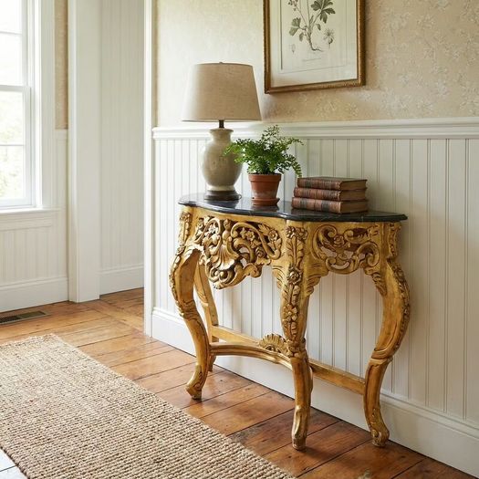 Console table with  black Marble