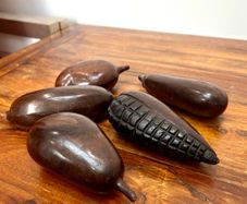 Set of 5 Vintage Carved Wooden Fruit