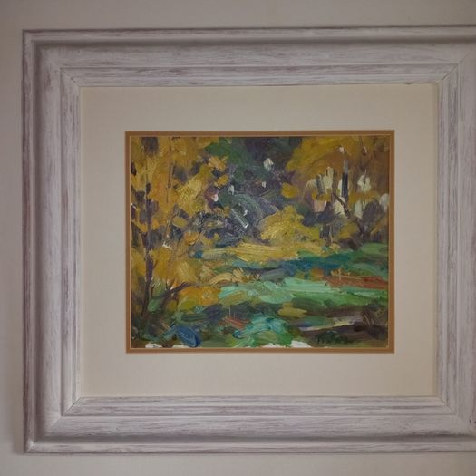 Norman Teeling>St. Annes Park,Clontarf.1998.Oil on Board Impressionist Painting.