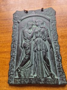 Stamped Vintage Wall Plaque of Greek Scene Krito and Timarista