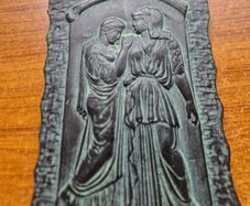 Stamped Vintage Wall Plaque of Greek Scene Krito and Timarista