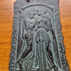 Stamped Vintage Wall Plaque of Greek Scene Krito and Timarista