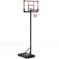 Height Adjustable Basketball Stand Net Set System, Freestanding Basketball Hoop and Stand with Wheels, 182-213cm - Black