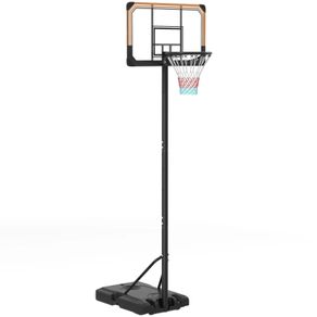 Height Adjustable Basketball Stand Net Set System, Freestanding Basketball Hoop and Stand with Wheels, 182-213cm - Black