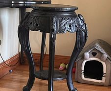 Antique Chinoiserie Wood Pedestal Stand Display