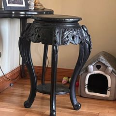 Antique Chinoiserie Wood Pedestal Stand Display