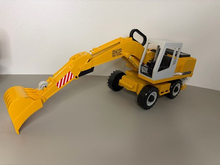 Vintage 2001 Bruder Mercedes Actros 4143 Tipping Truck with Liebherr Rotating Excavator