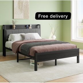 Double Bed Frames with Storage Headboard