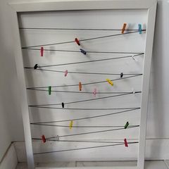 Wall Photo Display with Pegs and Strings