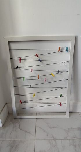 Wall Photo Display with Pegs and Strings