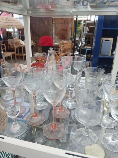 large collection of glassware