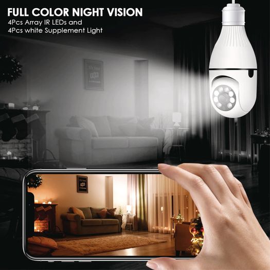 3mp Panoramic Wifi Ip Camera E27 Light Bulb Calving Hd Wireless Security Camera