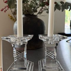 Set of two Crystal Candlestick holders.