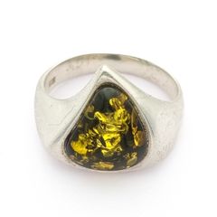 Sterling Silver Natural Baltic Amber  Ring