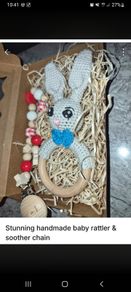 baby rattle handmade and soother chain