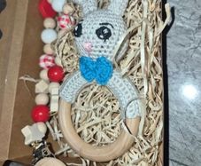 baby rattle handmade and soother chain