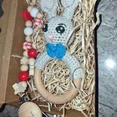 baby rattle handmade and soother chain