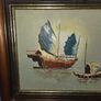 Oil on board "Traditional Chinese Junk Boats" Framed Image 2
