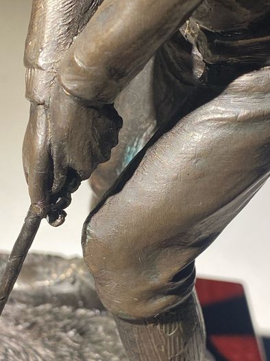 Signed Tom Mackie Sculpture Of A Golfer, Cold Cast Bronze