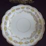 Lovely Set of Six Vintage Shabby Chic Floral Tea Plates and Matching Cake Plate by Rose China AD1820, Manchester,  in Delicate Floral Swags Pattern with Yellow and Pink Roses Image 6