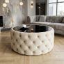 Round Velvet Coffee Table  Tinted Glass Top Image 4