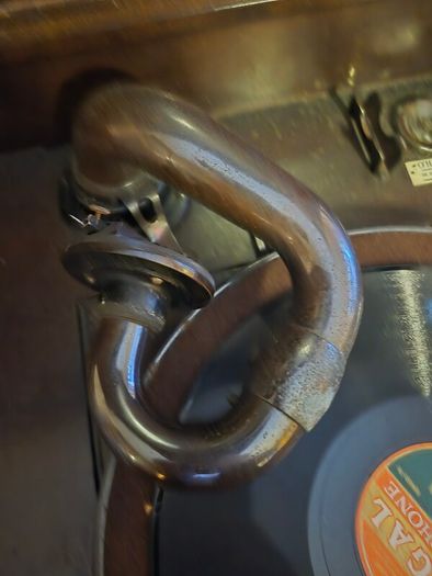 A HMV (His Master's Voice) Model 158 floor console gramophone from the