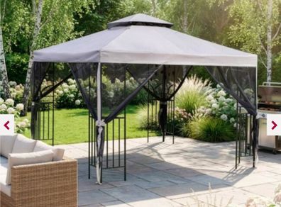 Havana Steel Gazebo with Mesh Curtain 3m x 3m