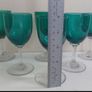 Amazing Set of Six Antique Hand-Blown Bristol Green Sherry Glasses, Stunning Teal Green Bowls with Clear Stems, circa 1890, Capacity 80mls Image 5