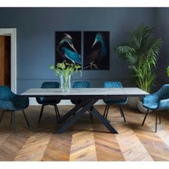 Extending Marble top Dining table with 4+2 chairs