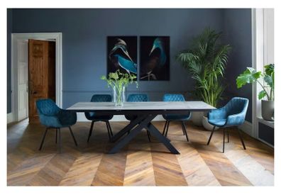 Extending Marble top Dining table with 4+2 chairs