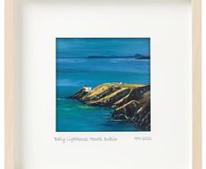 Baily Lighthouse, Howth, Dublin, print in 25cm sq frame, by artist Helen Mathews