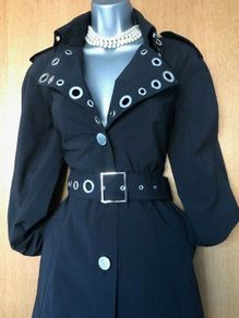 Rare Vintage Karen Millen Black Long Mac Trench Coat