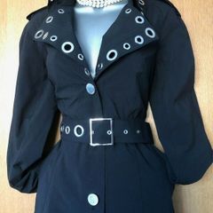 Rare Vintage Karen Millen Black Long Mac Trench Coat