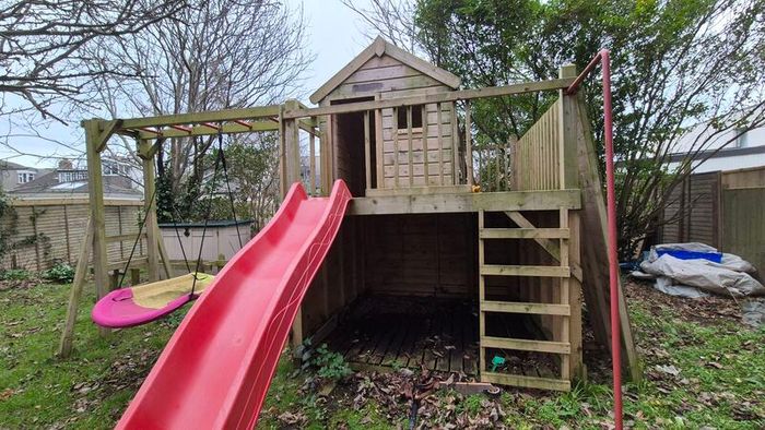 Wooden Playhouse with Slide & Climbing Frame