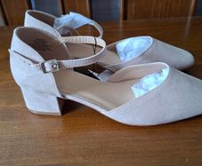 Brand New natural colour block heel Extra Wide Fit