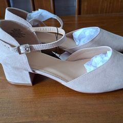 Brand New natural colour block heel Extra Wide Fit