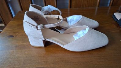 Brand New natural colour block heel Extra Wide Fit
