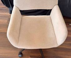 Office Chair Scandinavian Beige Fabric Swivel Adjustable Height and 5 Casters for Children Working at Home, Beige, 56.5x57.5x75-85cm