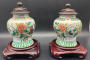 Chinese Famille Vert Porcelain Ginger Jars 19th Century