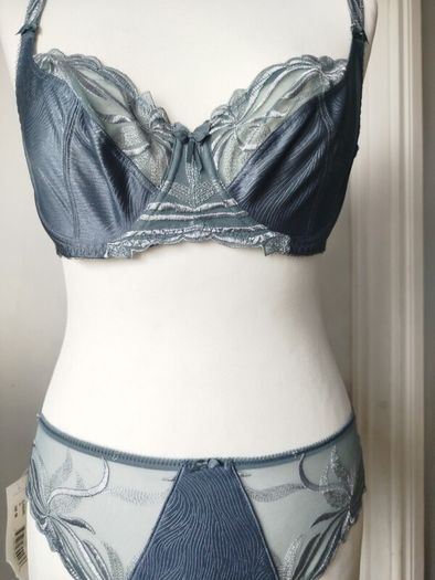 Fantasy Lily grey balcony bra size 38G 12euro and brief size M 6 euro BNWT