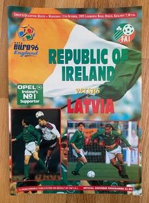 Very Rare 1995 Republic of Ireland v Latvia - EURO 96 Qualifier Programme