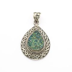 Vintage 925 Sterling Silver Druzy Quartz Pendant