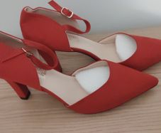 Red suede heels